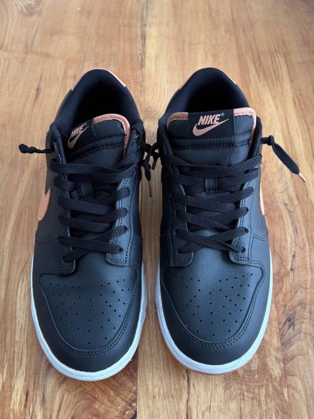 Nike Black Sneakers with Coral Swoosh and Trim